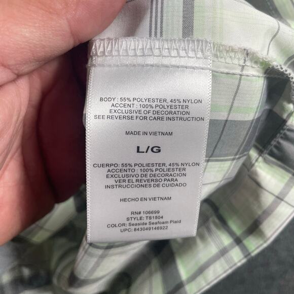 Habit NWT Button Down Fishing Shirt Men's Large Gray/Green Plaid UPF 40+ - Picture 9 of 11